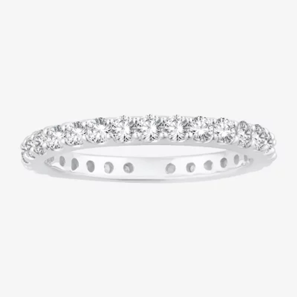 Womens 1 CT. T.W. Natural Diamond 14K White Gold Eternity Wedding Band