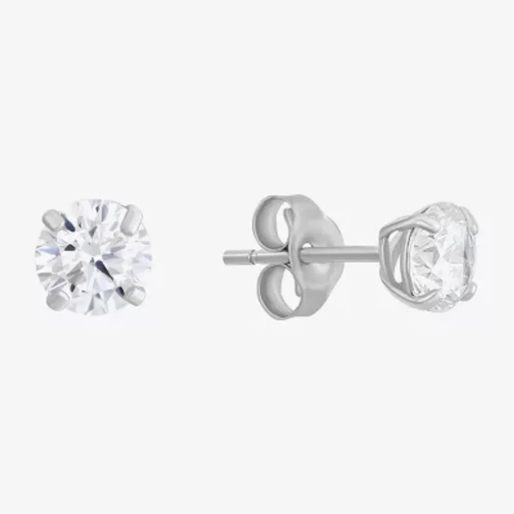 Cubic Zirconia 14K White Gold 4mm Stud Earrings