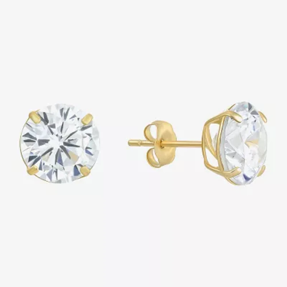 Cubic Zirconia 14K Gold 8mm Stud Earrings