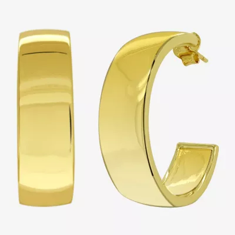 Silver Reflections Womens 14K Gold Over Brass 30mm Hoop Earrings