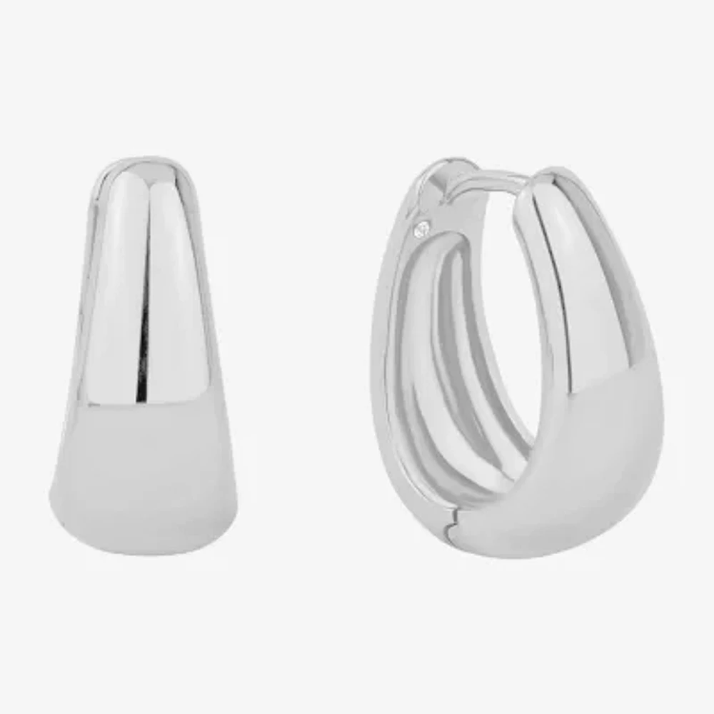 Silver Reflections Womens 20mm Heart Hoop Earrings