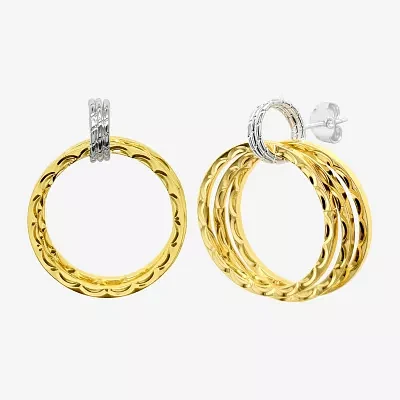 Silver Reflections Door Knocker Womens 14K Two Tone Gold Drop Earrings