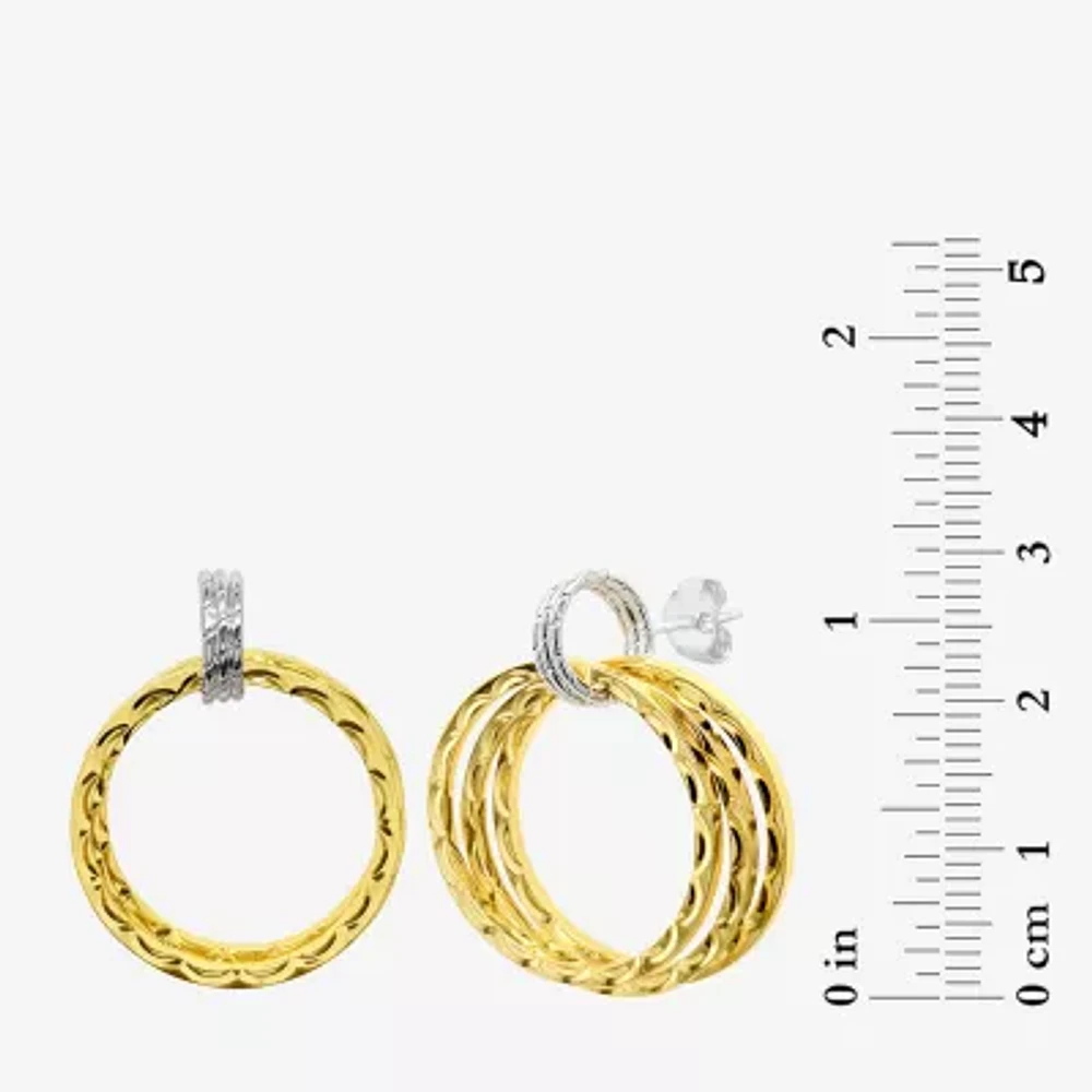 Silver Reflections Door Knocker Womens 14K Two Tone Gold Drop Earrings