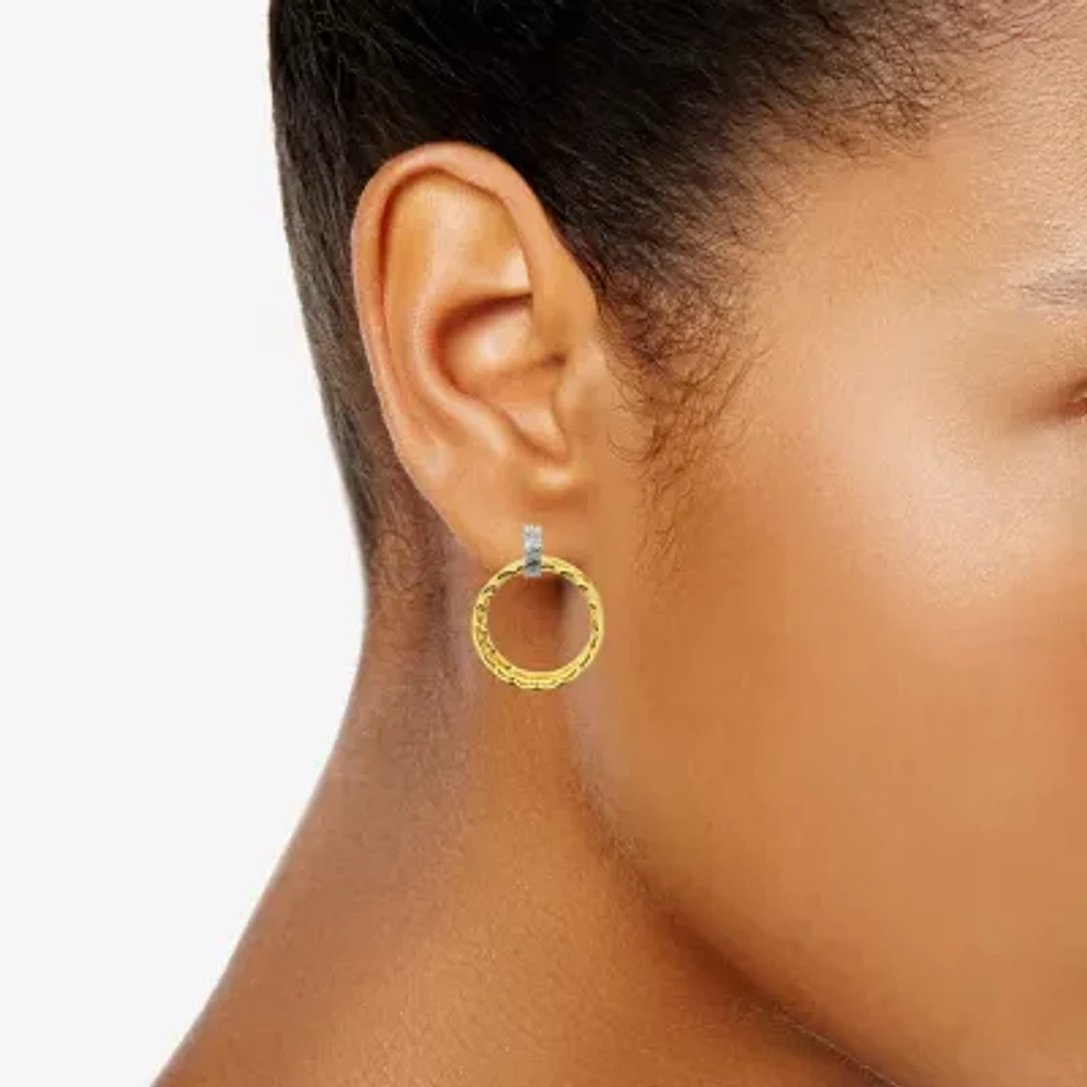 Silver Reflections Door Knocker Womens 14K Two Tone Gold Drop Earrings