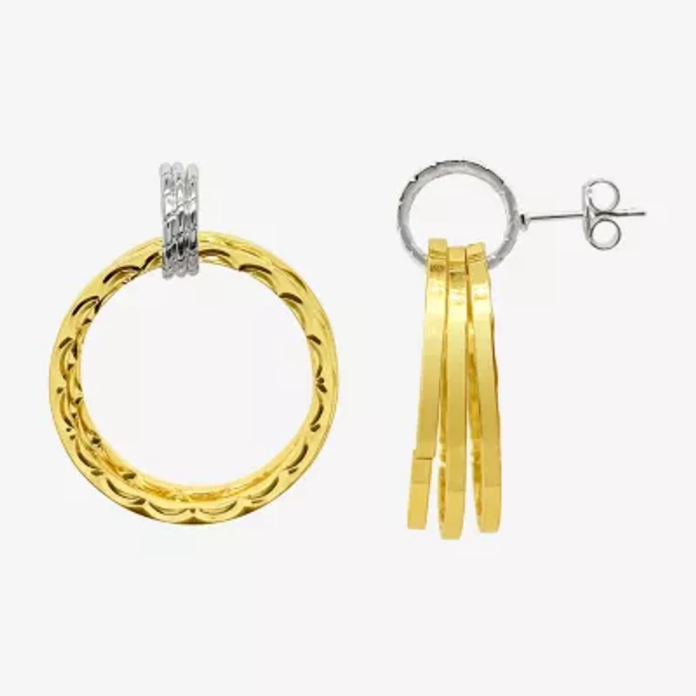 Silver Reflections Door Knocker Womens 14K Two Tone Gold Drop Earrings