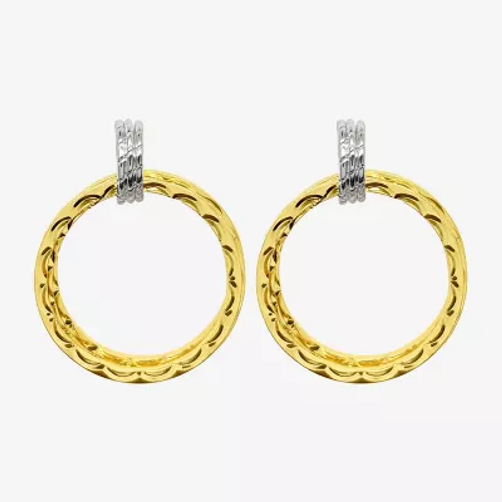 Silver Reflections Door Knocker Womens 14K Two Tone Gold Drop Earrings