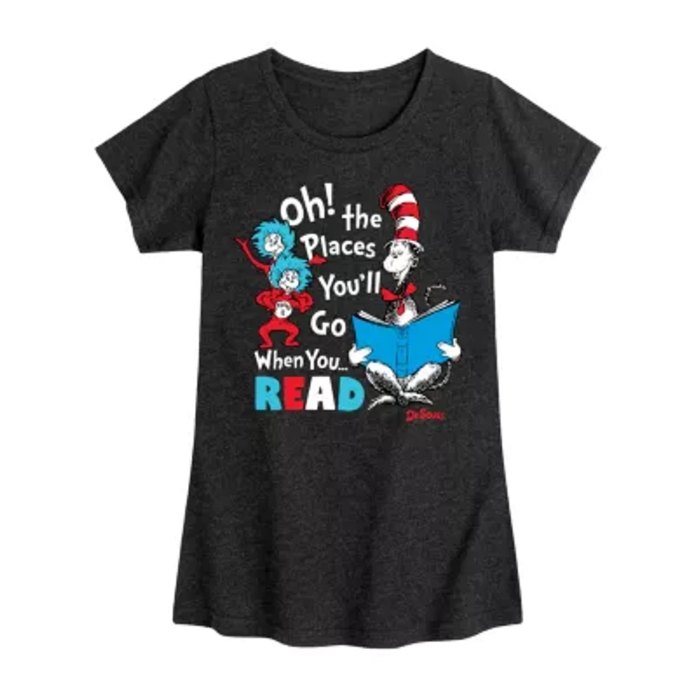 Big Kid Girls Crew Neck Short Sleeve Dr. Seuss T-Shirt