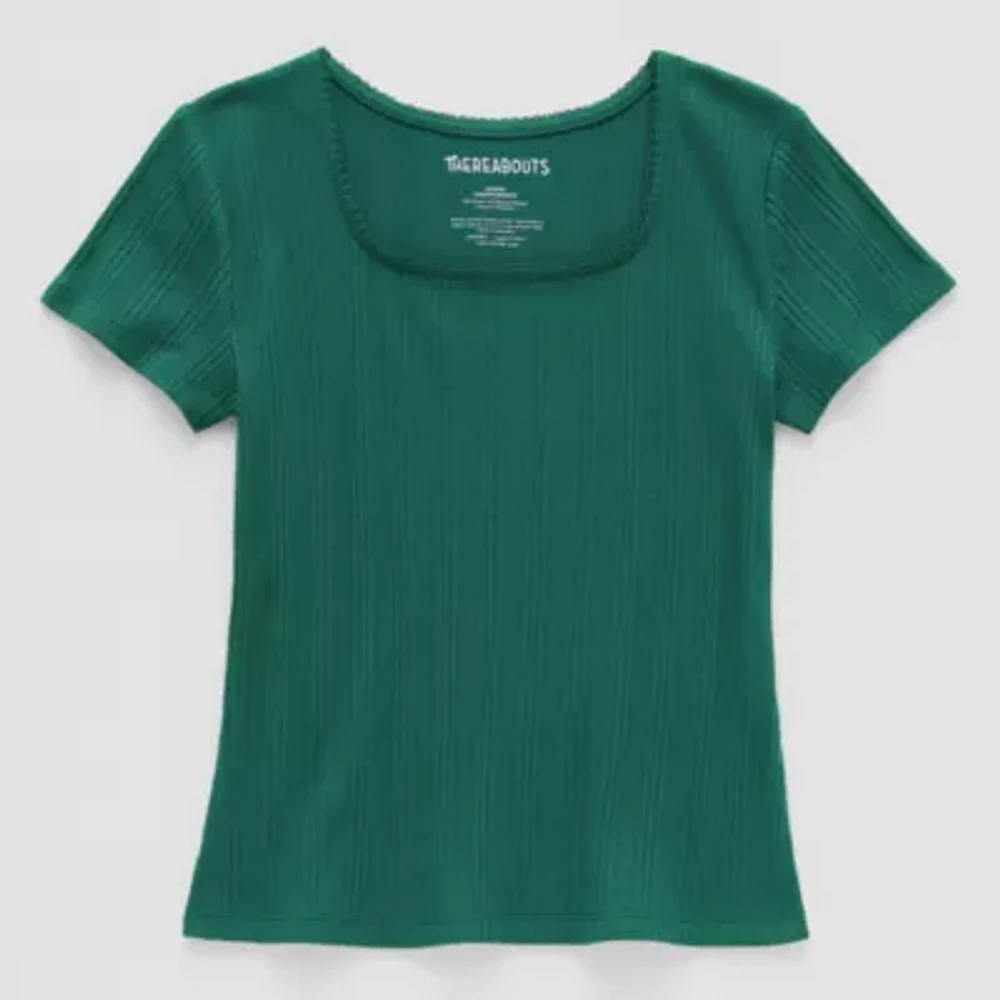 Thereabouts Little & Big Kid Girls Square Neck Short Sleeve T-Shirt