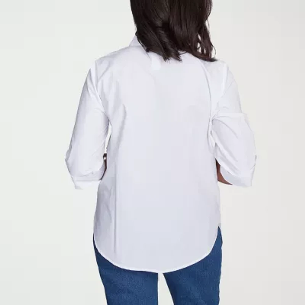 Alfred Dunner Flower Power Womens 3/4 Sleeve Embellished Blouse