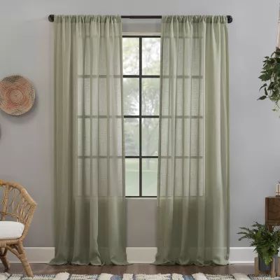 Clean Window Solid Anti-Dust Rod Pocket Sheer Single Curtain Panel