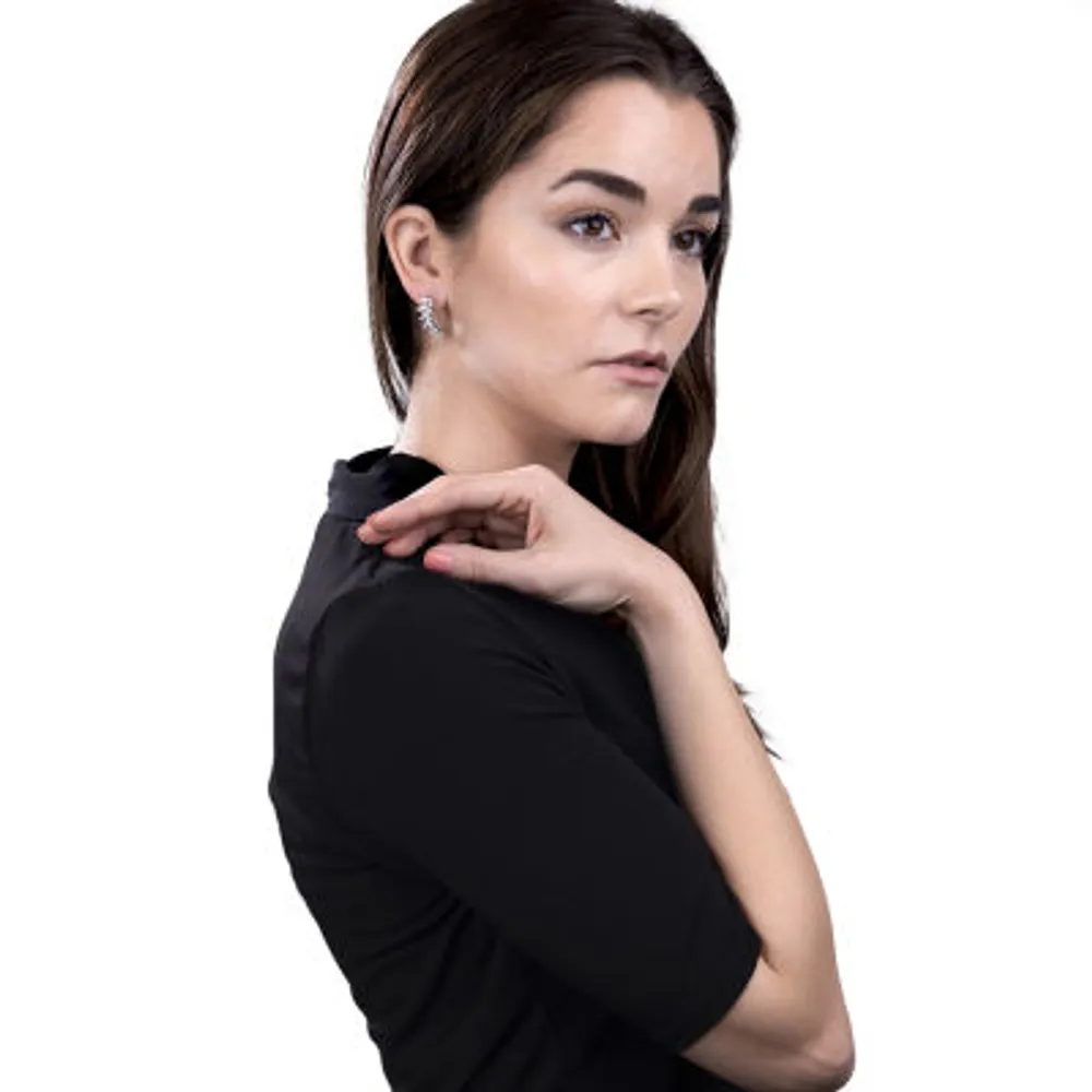 Diamonart Womens 5 CT. T.W. Cubic Zirconia Sterling Silver Pear Ear Climbers