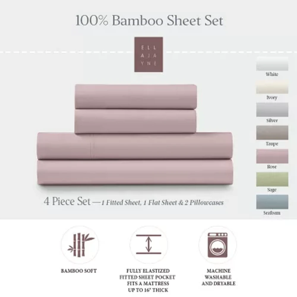 Ella Jayne Rayon From Bamboo Deep-Pocket 4-piece Sheet Set