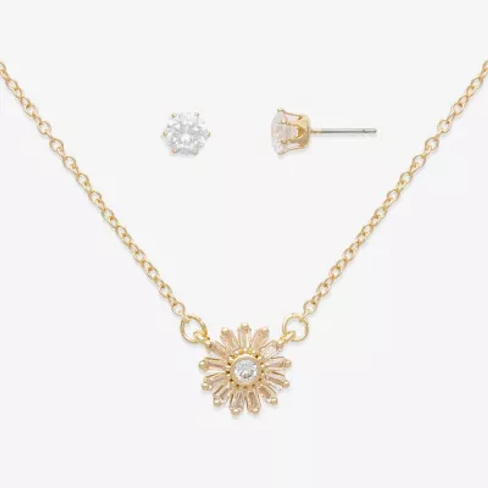 Mixit Womens Stainless Steel Sunburst Hypoallergenic 2-pc. Jewelry Set