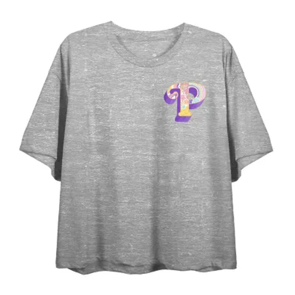 Polly Pocket Believe The Little Things Cropped Tee Womens Crew Neck Short Sleeve Loose Fit Juniors Graphic T-Shirt