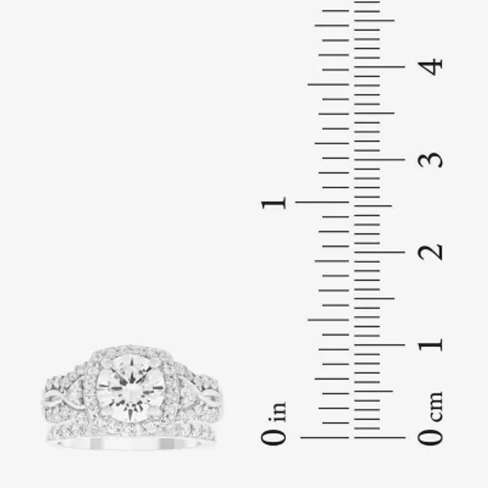 DiamonArt® Womens 2 CT. T.W. White Cubic Zirconia Sterling Silver Bridal Set