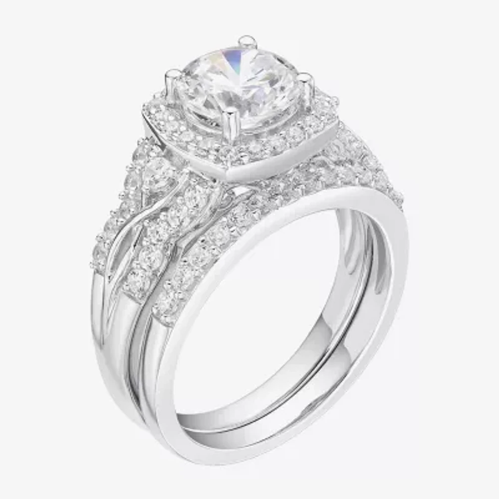 DiamonArt® Womens 2 CT. T.W. White Cubic Zirconia Sterling Silver Bridal Set