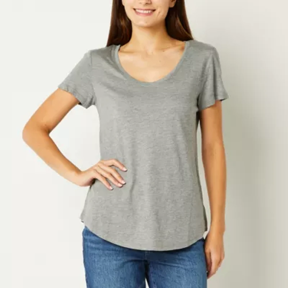 a.n.a Womens Scoop Neck Short Sleeve Tall T-Shirt