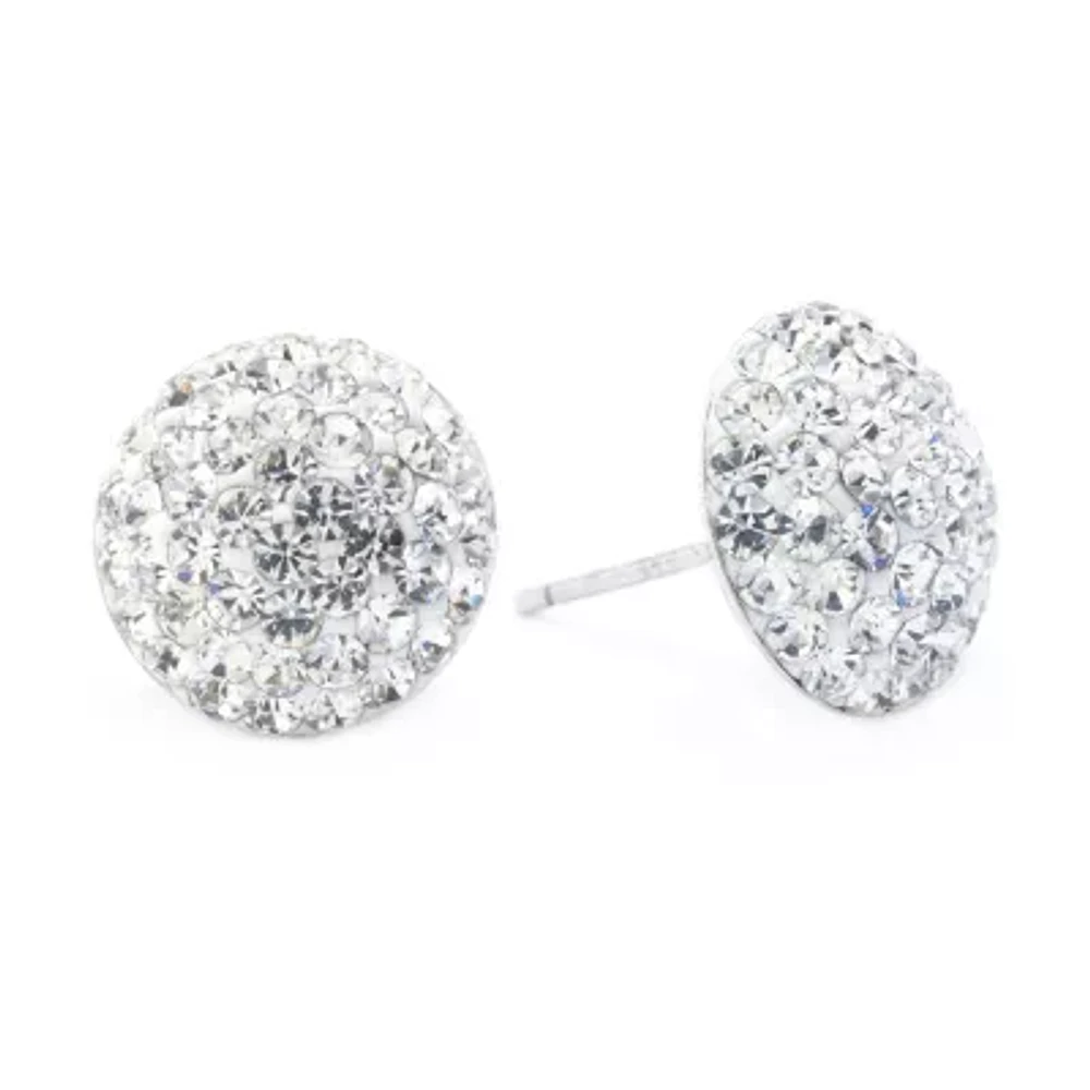 Silver Treasures Crystal Sterling Silver 12mm Stud Earrings
