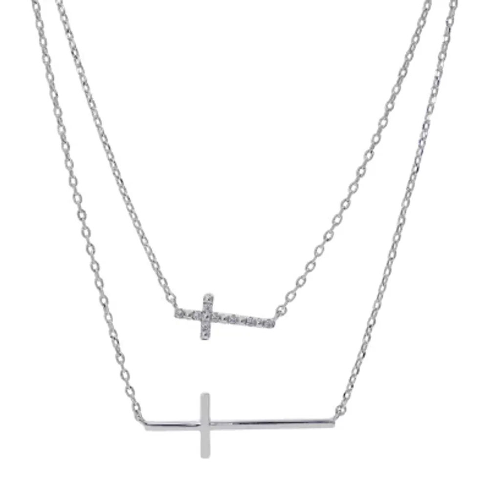Sparkle Allure Womens Cubic Zirconia Cross 2-pc. Necklace Set