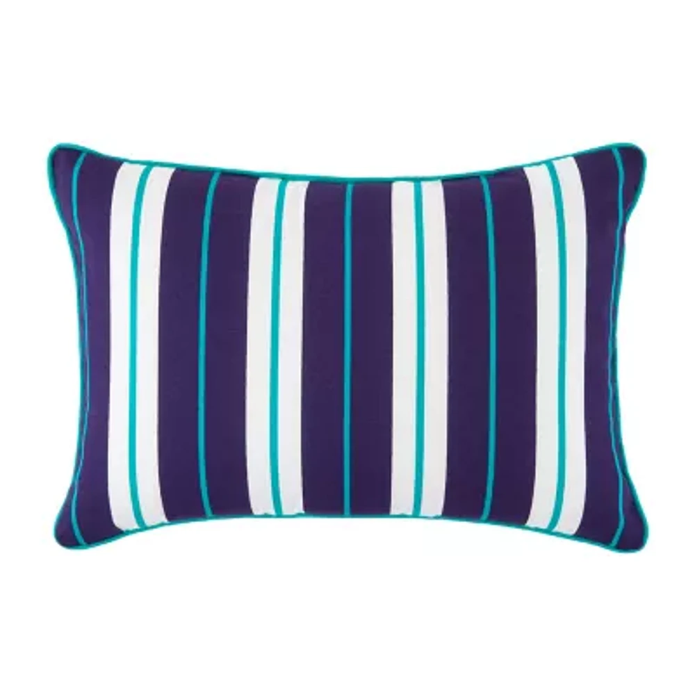 Turquoise Sun Ink Stripe Self Cording Rectangular Throw Pillow