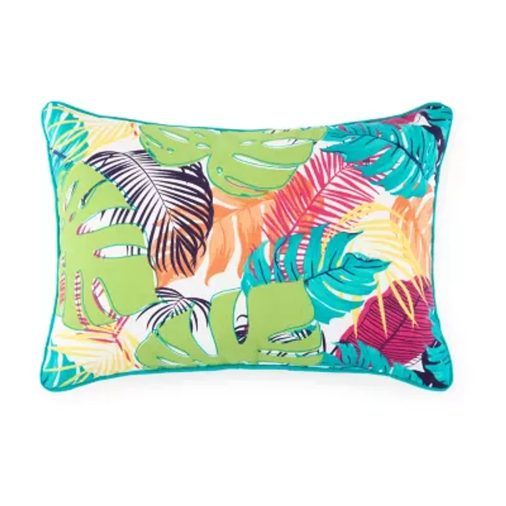 Turquoise Sun Multileaf Rectangular Throw Pillow