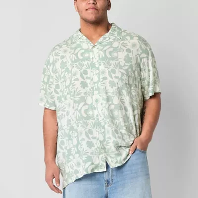 Arizona Mens Short Sleeve Regular Fit Big and Tall Button-Down Shirt