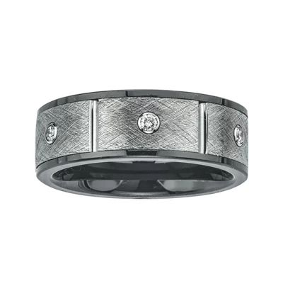 Mens 1/5 CT. T.W. Diamond, Ceramic and Tungsten Band Ring