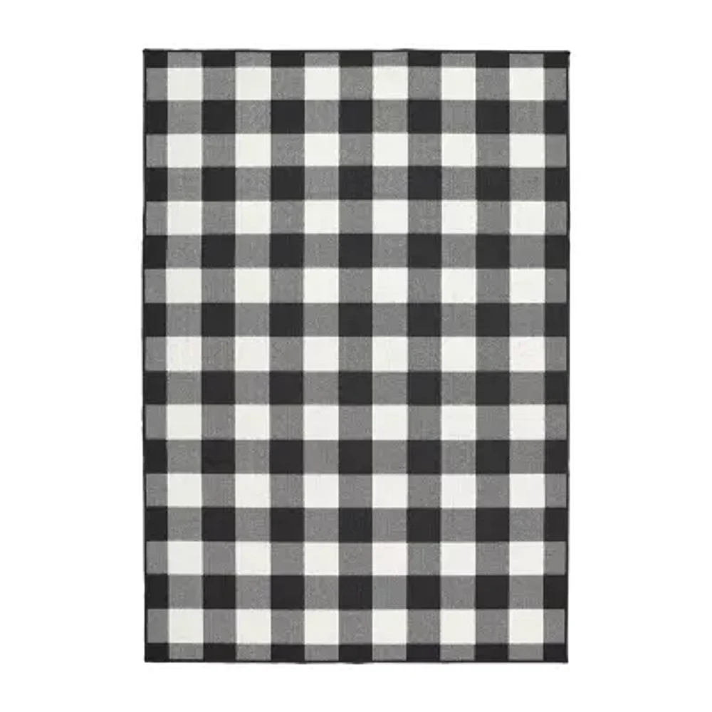 Covington Home Martinique Gingham Plaid Indoor Outdoor Rectangular Accent Rug