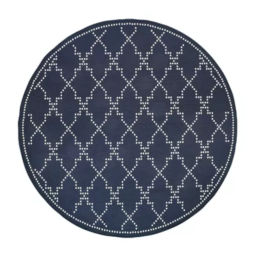 Covington Home Martinique Trellis 7'10" X 7'10" Indoor Outdoor Round Area Rug