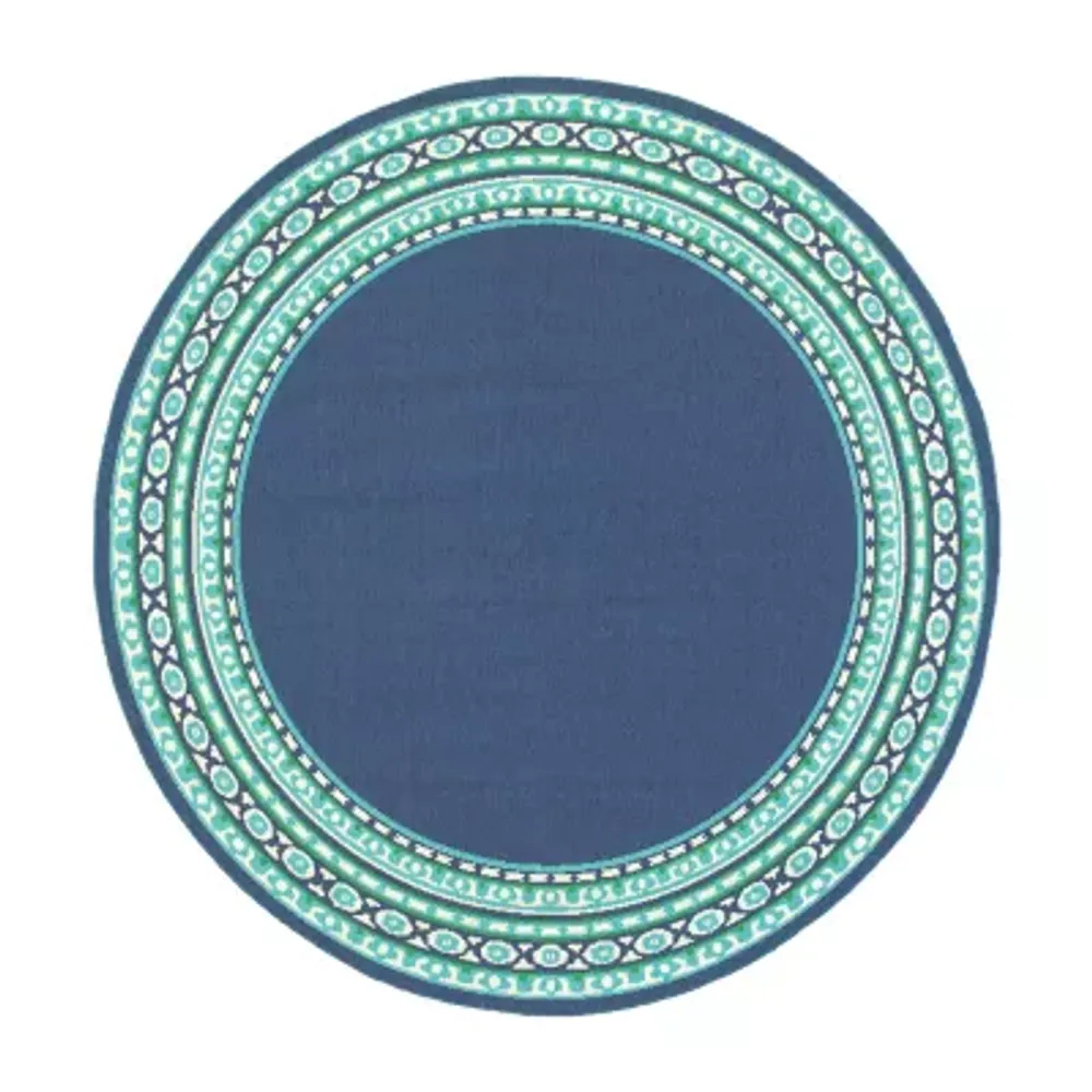 Covington Home Marquesas Border 7'10"X7'10" Indoor Outdoor Round Area Rug