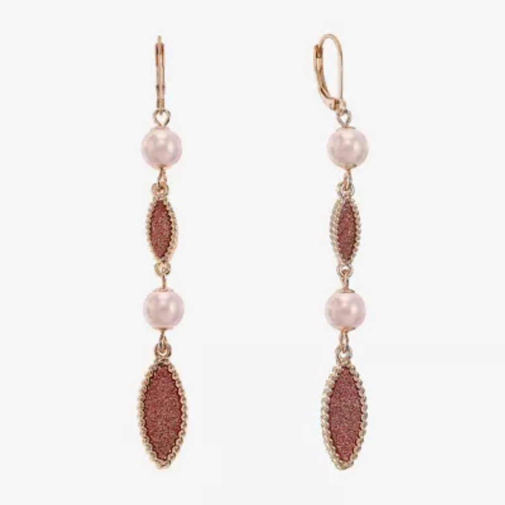 Monet Jewelry Linear Womens Simulated Pearl Drop Earrings