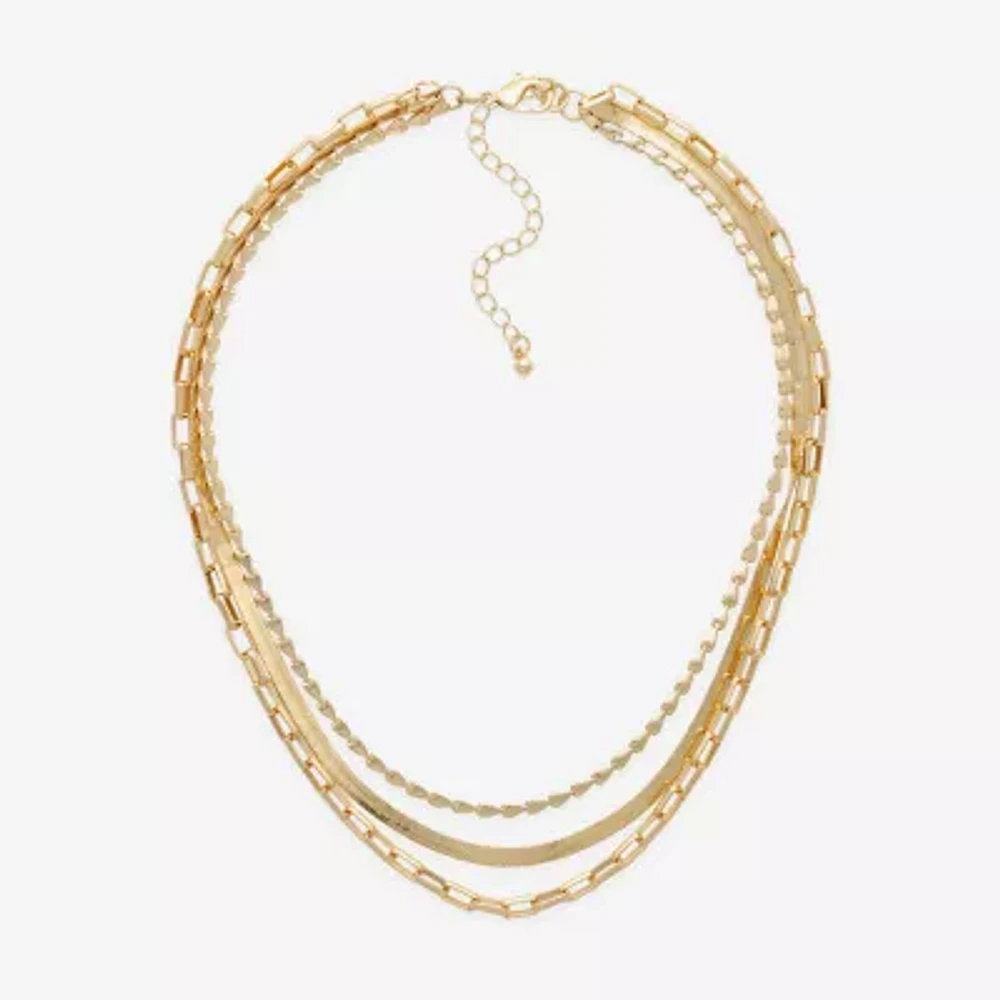 Bold Elements Gold Tone Womens 17 1/2 Inch Strand Necklace