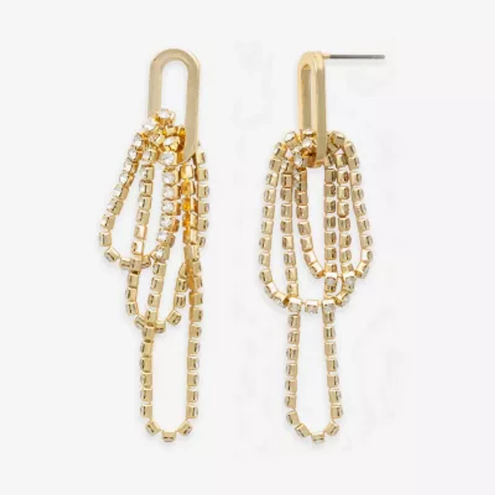 Bold Elements Gold Tone Womens Paperclip Drop Earrings