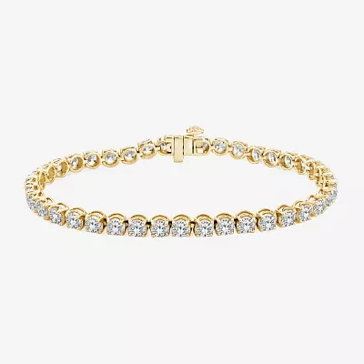 (H,Si2) Womens 10 1/2 Ct. T.W. Lab Grown White Diamond 10K Gold 8 Inch Tennis Bracelet