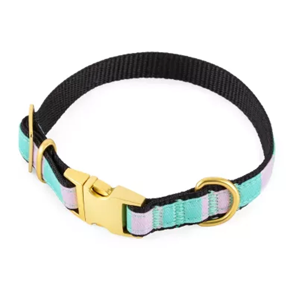 Paw & Tail Pink And Mint Striped Collar Striped Dog Bandana