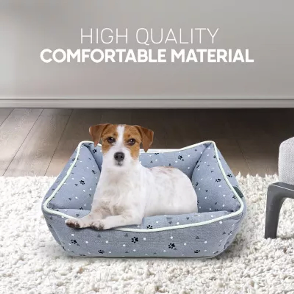 Precious Tails 24" Gray Paws Dots Pet Bed