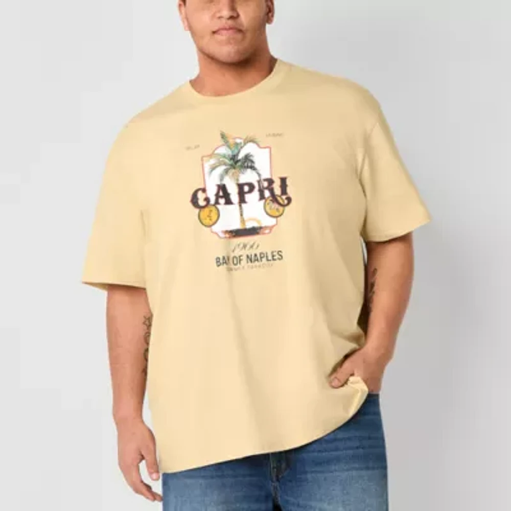 Arizona Mens Crew Neck Short Sleeve Regular Fit Big and Tall Graphic T-Shirt
