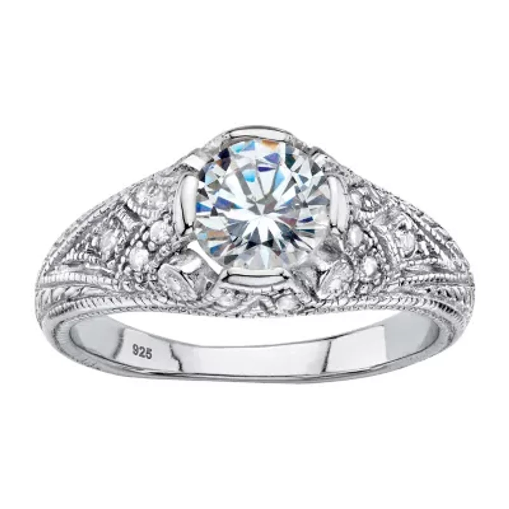 DiamonArt® Womens 1 3/4 CT. T.W. White Cubic Zirconia Sterling Silver Engagement Ring