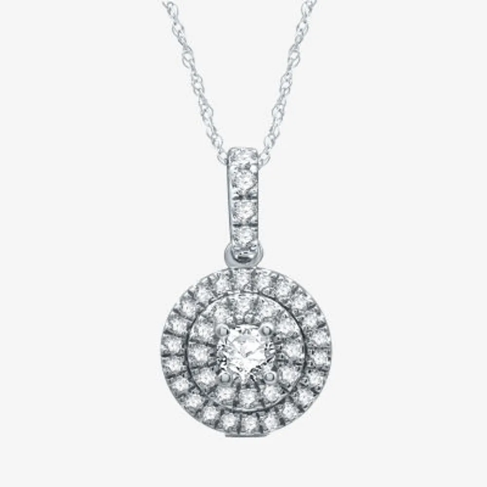 Ever Star (H-I / I1) Womens 1/ CT. T.W. Lab Grown White Diamond 10K White Gold Round 18 Inch Pendant Necklace