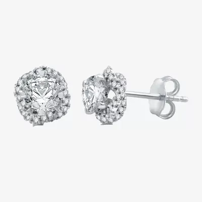Ever Star (H-I / I1) 1 CT. T.W. Lab Grown White Diamond 10K White Gold 7.9mm Round Cushion Stud Earrings