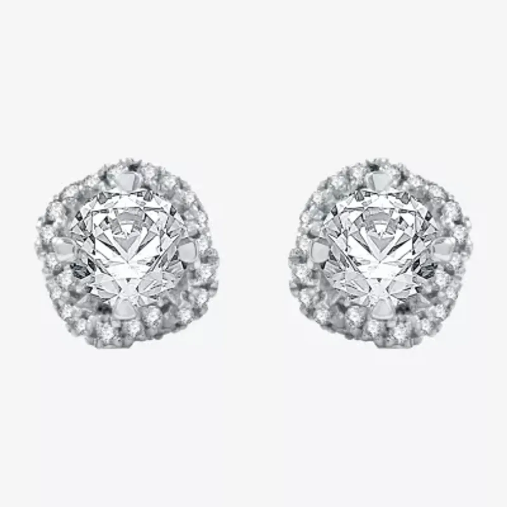 Ever Star (H-I / I1) 1 CT. T.W. Lab Grown White Diamond 10K White Gold 7.9mm Round Cushion Stud Earrings