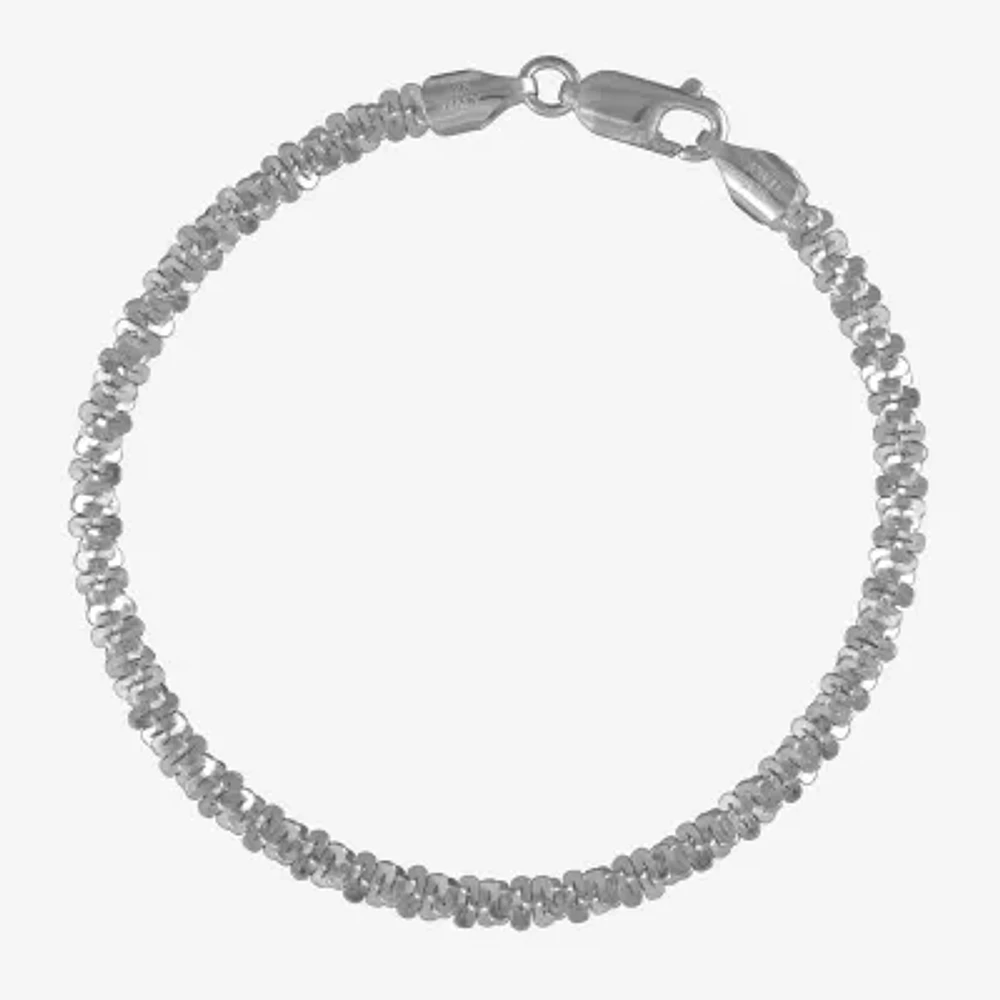Made in Italy Womens Sterling Silver 8 Inch Solid Link Chain Bracelet