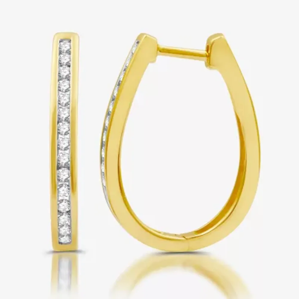Womens 1/2 CT. T.W. Lab Grown White Diamond Sterling Silver 23.8mm Hoop Earrings