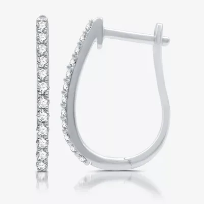 Womens 1/2 CT. T.W. Lab Grown White Diamond Sterling Silver 21mm Hoop Earrings