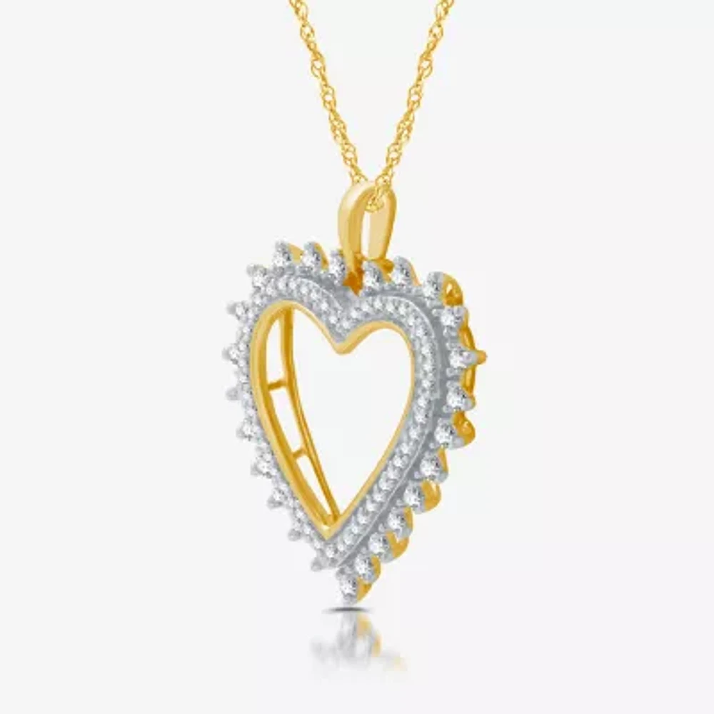 Womens / CT. T.W. Lab Grown White Diamond 14K Gold Over Silver Sterling Silver Heart 18 Inch Pendant Necklace