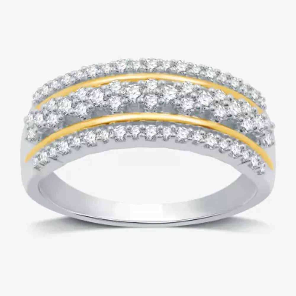 Womens 1/2 CT. T.W. Lab Grown White Diamond 14K Gold Over Silver Sterling Band