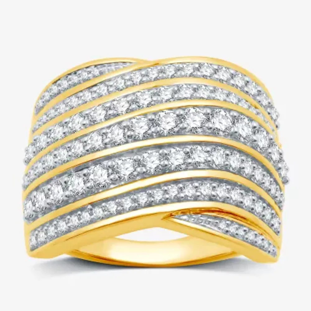 Womens 1 1/2 CT. T.W. Lab Grown White Diamond 14K Gold Over Silver Band