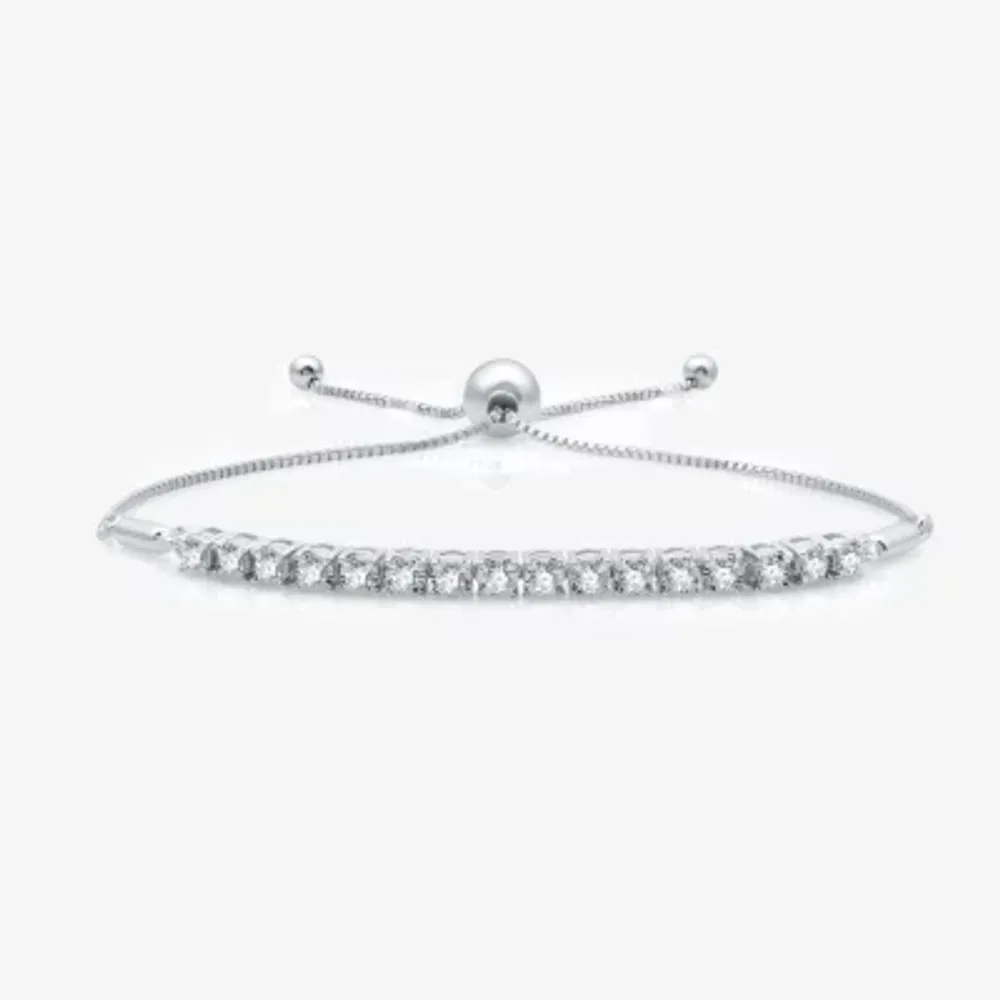 Womens 1/ CT. T.W. Lab Grown White Diamond Sterling Silver Bolo Bracelet