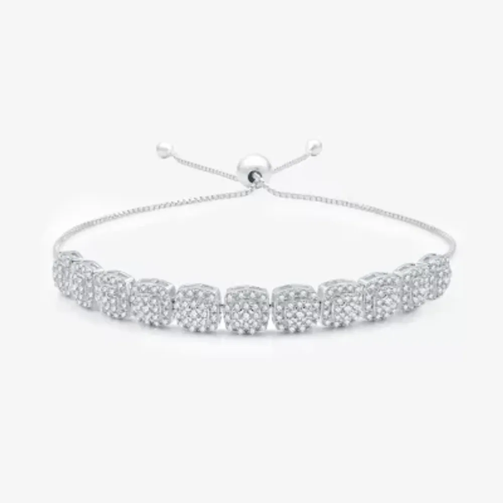 Womens 1 1/2 CT. T.W. Lab Grown White Diamond Sterling Silver Bolo Bracelet