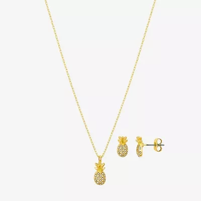 Bijoux Bar Delicates Gold Tone Pineapple Womens Crystal 2-pc. Jewelry Set